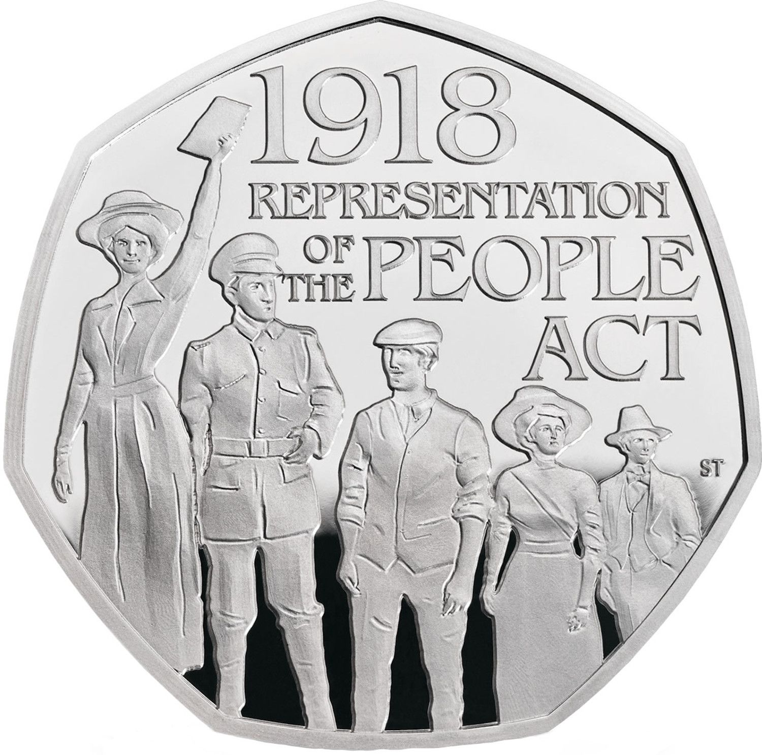 50 Pence - Elizabeth II People Act 1918; Silver Piedfort reverse