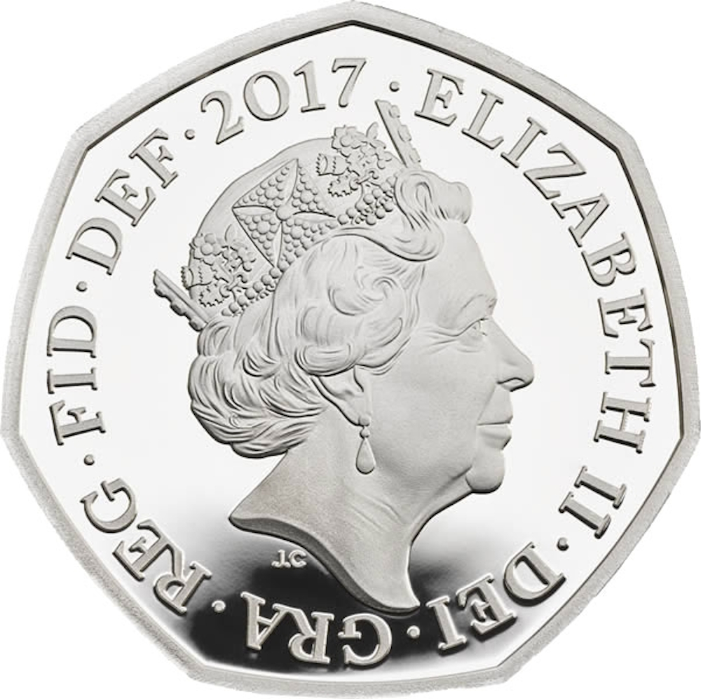 50 Pence - Elizabeth II Peter Rabbit; Silver Proof obverse