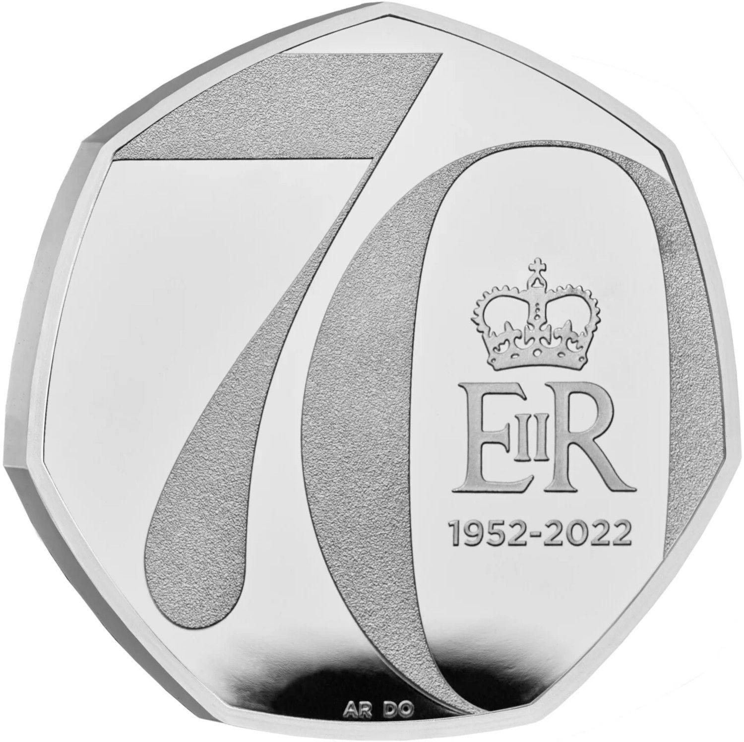 50 Pence - Elizabeth II Platinum Jubilee; Platinum Proof reverse