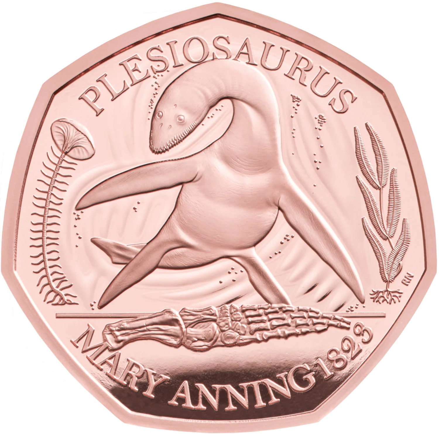 50 Pence - Elizabeth II Plesiosaurus; Gold Proof reverse