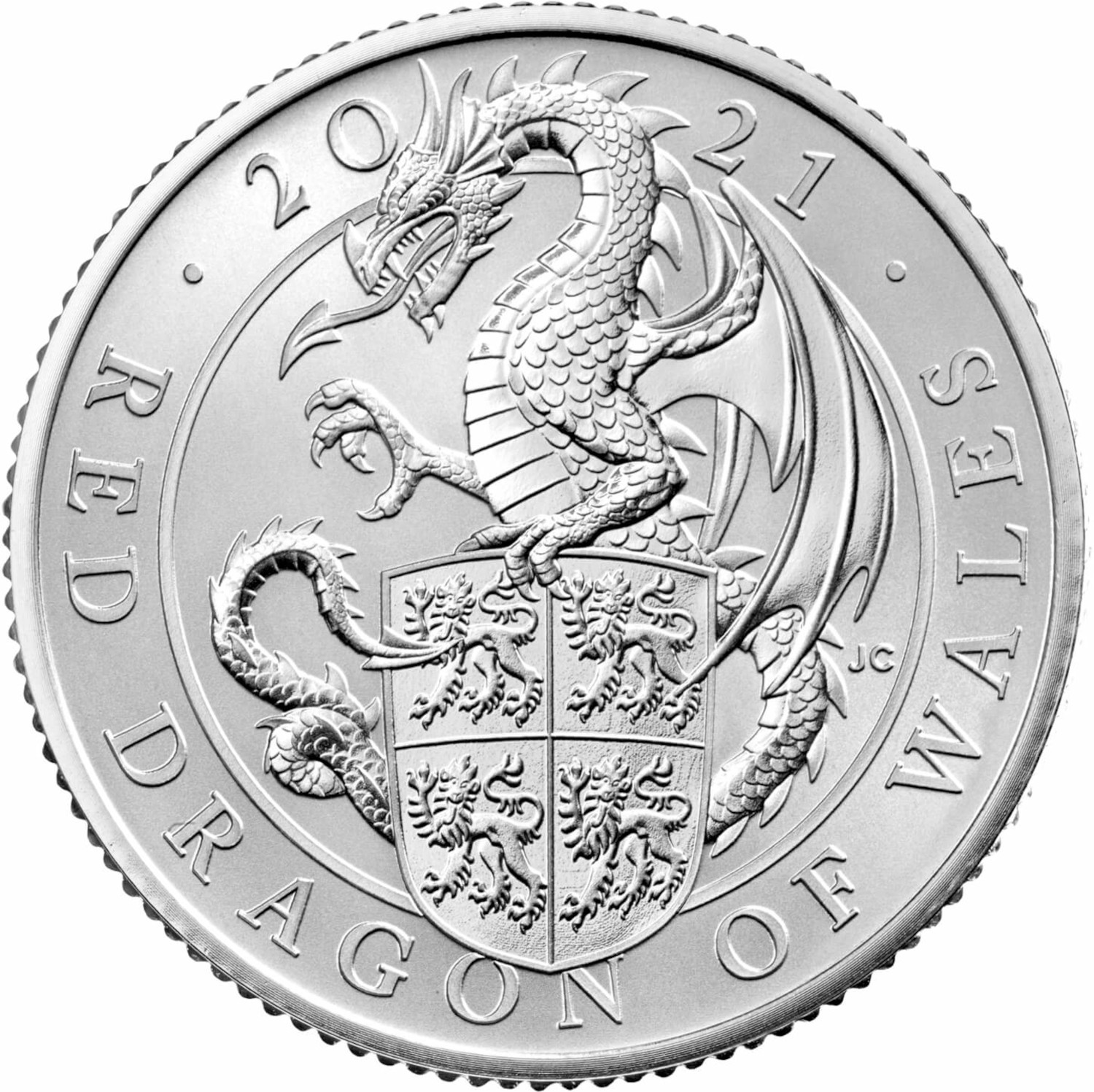 50 Pence - Elizabeth II Red Dragon of Wales; Silver Proof reverse