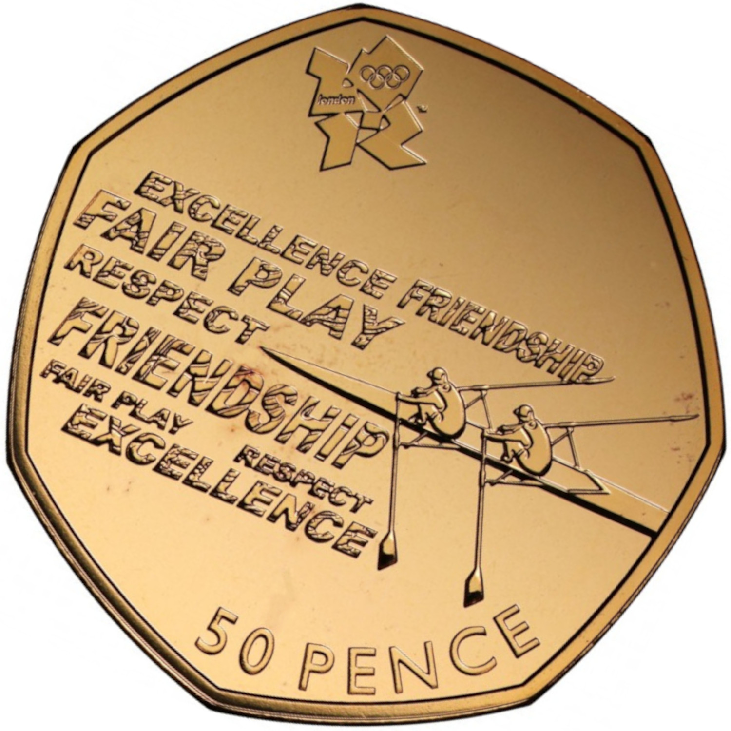 50 Pence - Elizabeth II Rowing; Gold Proof reverse