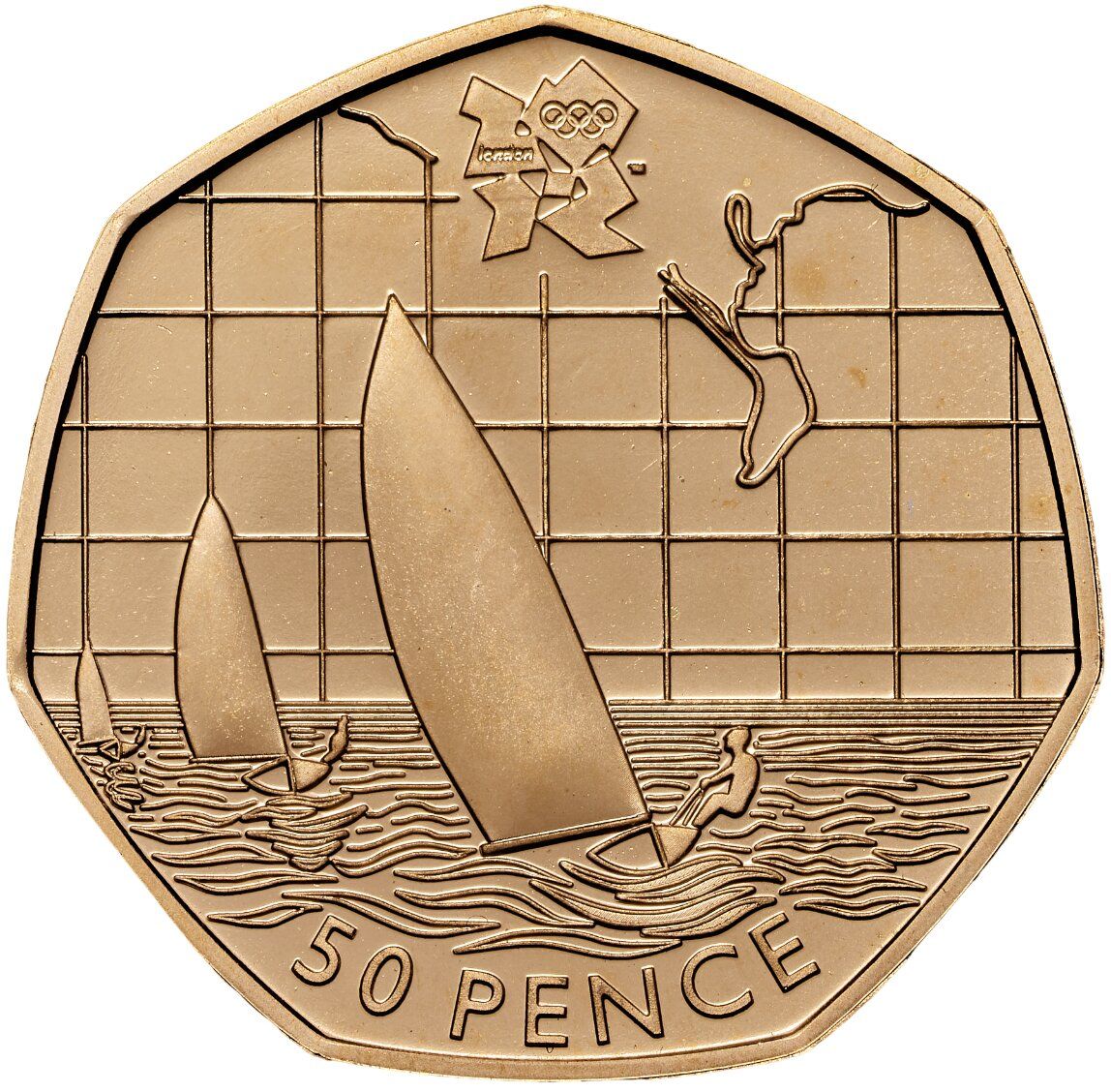 50 Pence - Elizabeth II Sailing; Gold Proof reverse