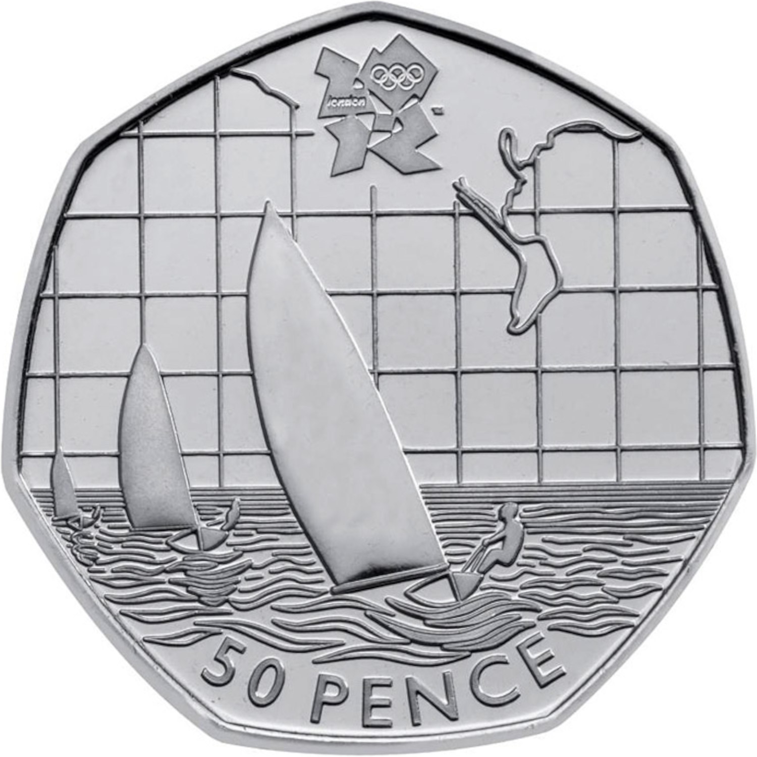 50 Pence - Elizabeth II Sailing; Silver reverse