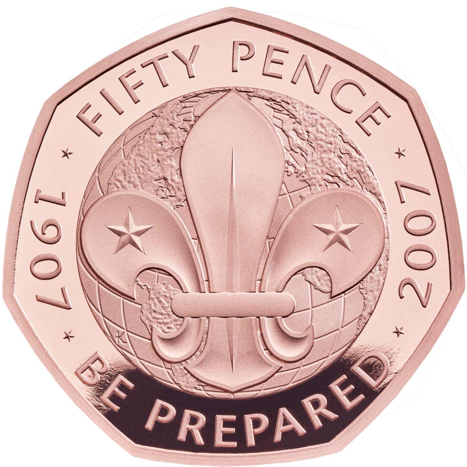 50 Pence - Elizabeth II Scouting Movement; Gold Piedfort reverse