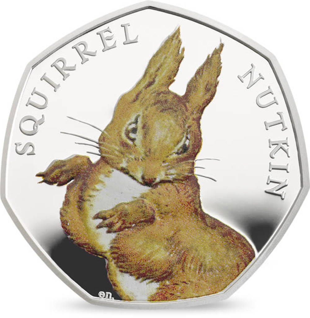 50 Pence - Elizabeth II Squirrel Nutkin; Silver Proof reverse
