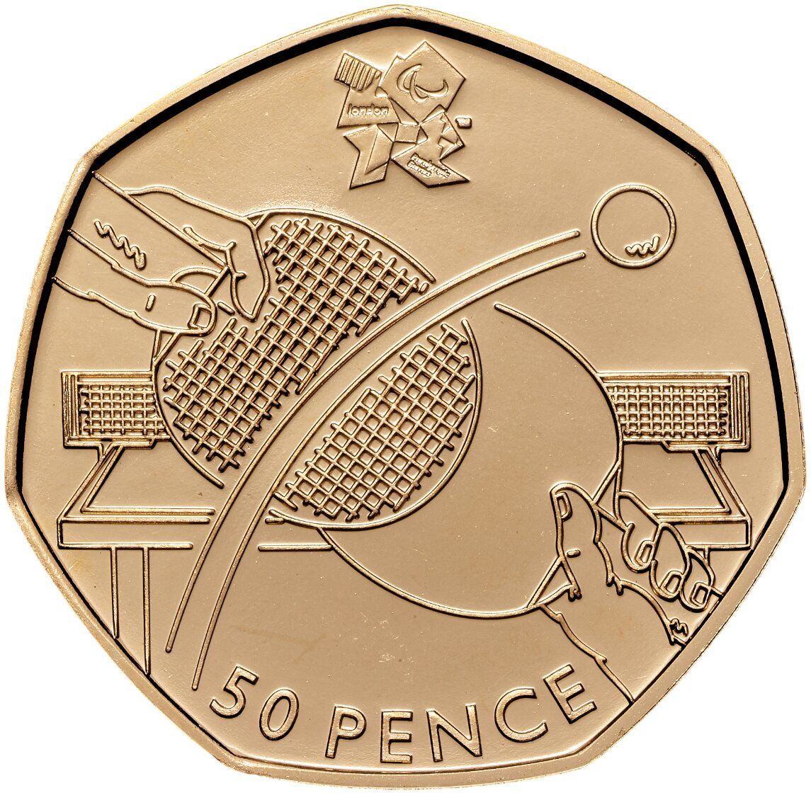 50 Pence - Elizabeth II Table Tennis; Gold Proof reverse