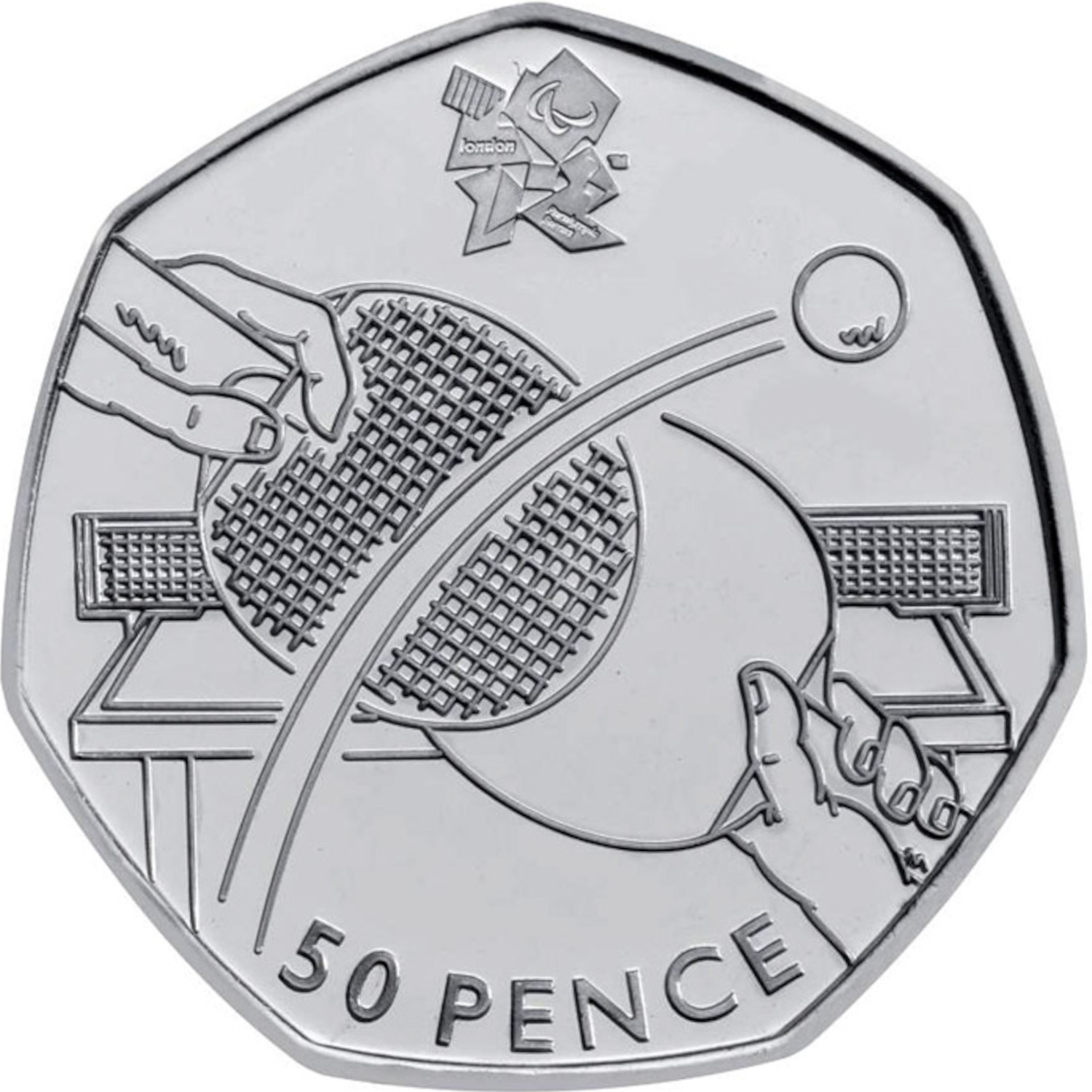 50 Pence - Elizabeth II Table Tennis; Silver reverse