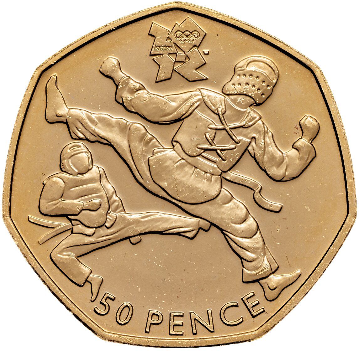 50 Pence - Elizabeth II Taekwondo; Gold Proof reverse