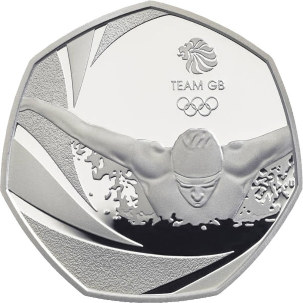 50 Pence - Elizabeth II Team GB Olympics; Silver Proof reverse
