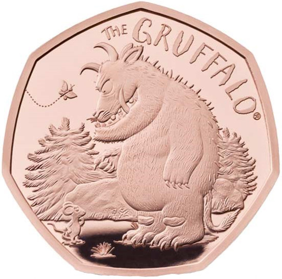 50 Pence - Elizabeth II The Gruffalo and Mouse; Gold Proof reverse