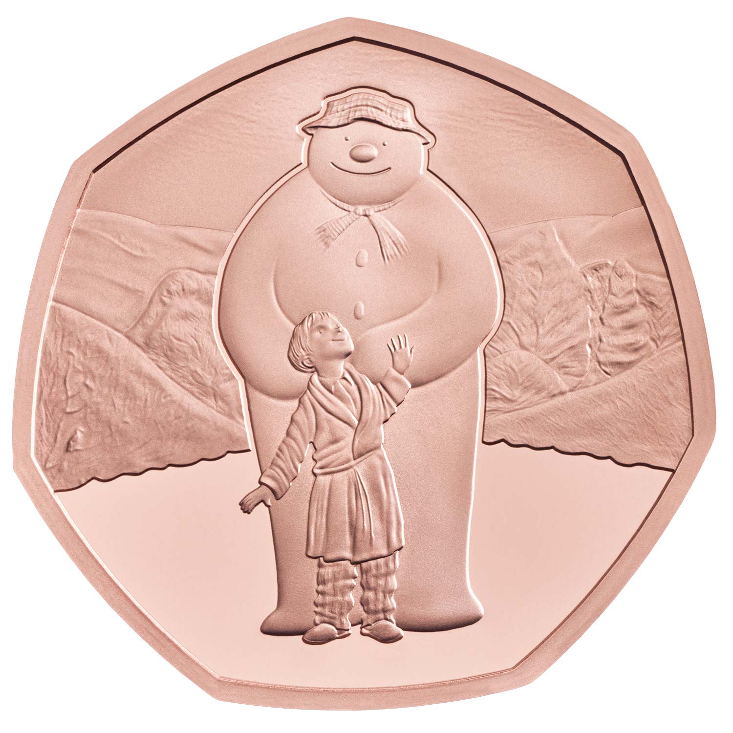 50 Pence - Elizabeth II The Snowman; Gold Proof reverse
