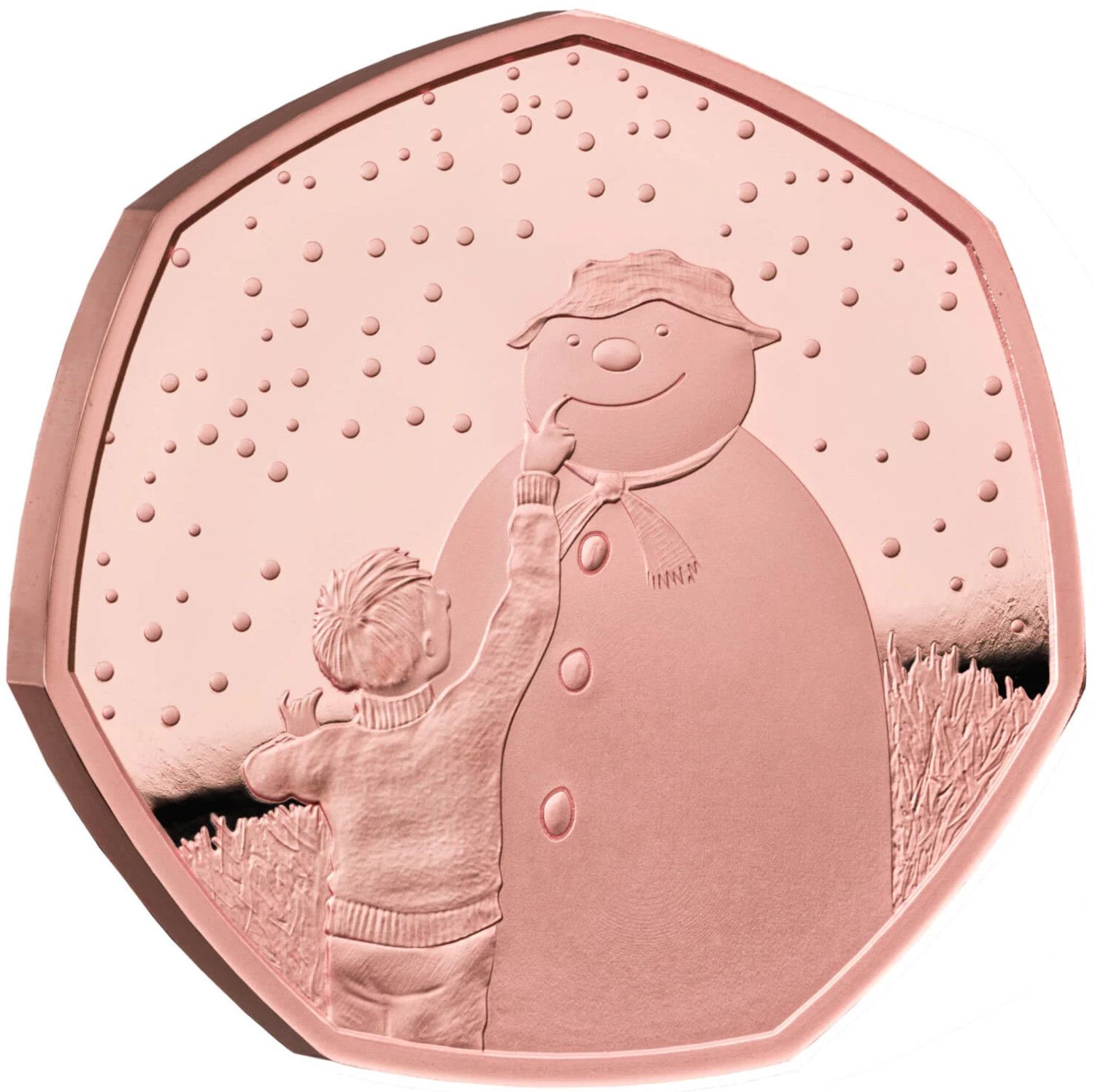 50 Pence - Elizabeth II The Snowman; Gold Proof reverse