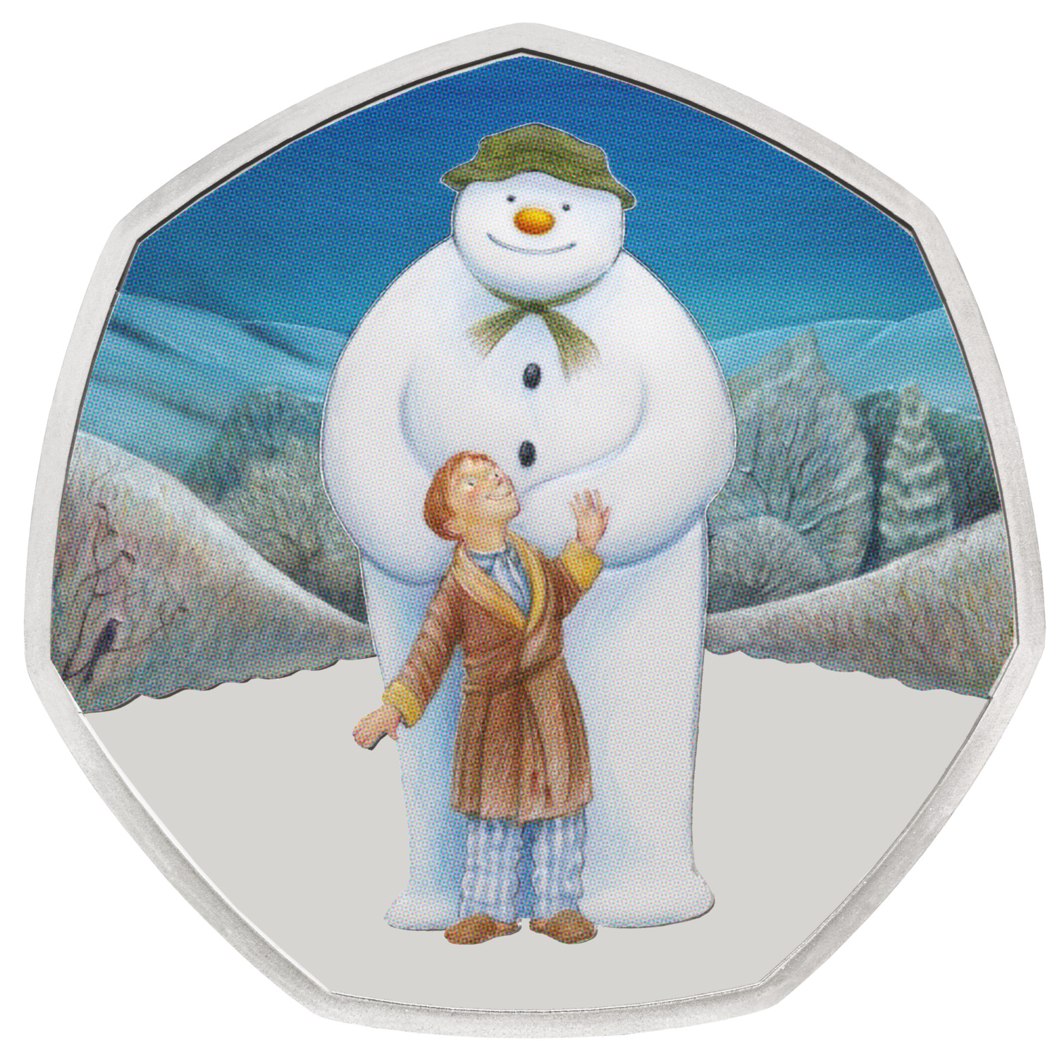 50 Pence - Elizabeth II The Snowman; Silver Proof reverse