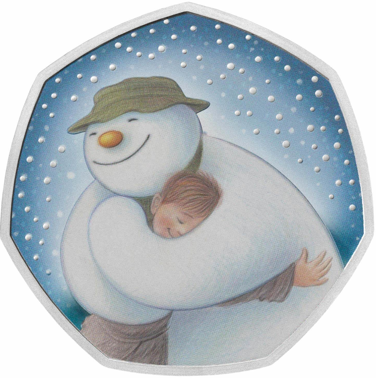 50 Pence - Elizabeth II The Snowman; Silver Proof reverse