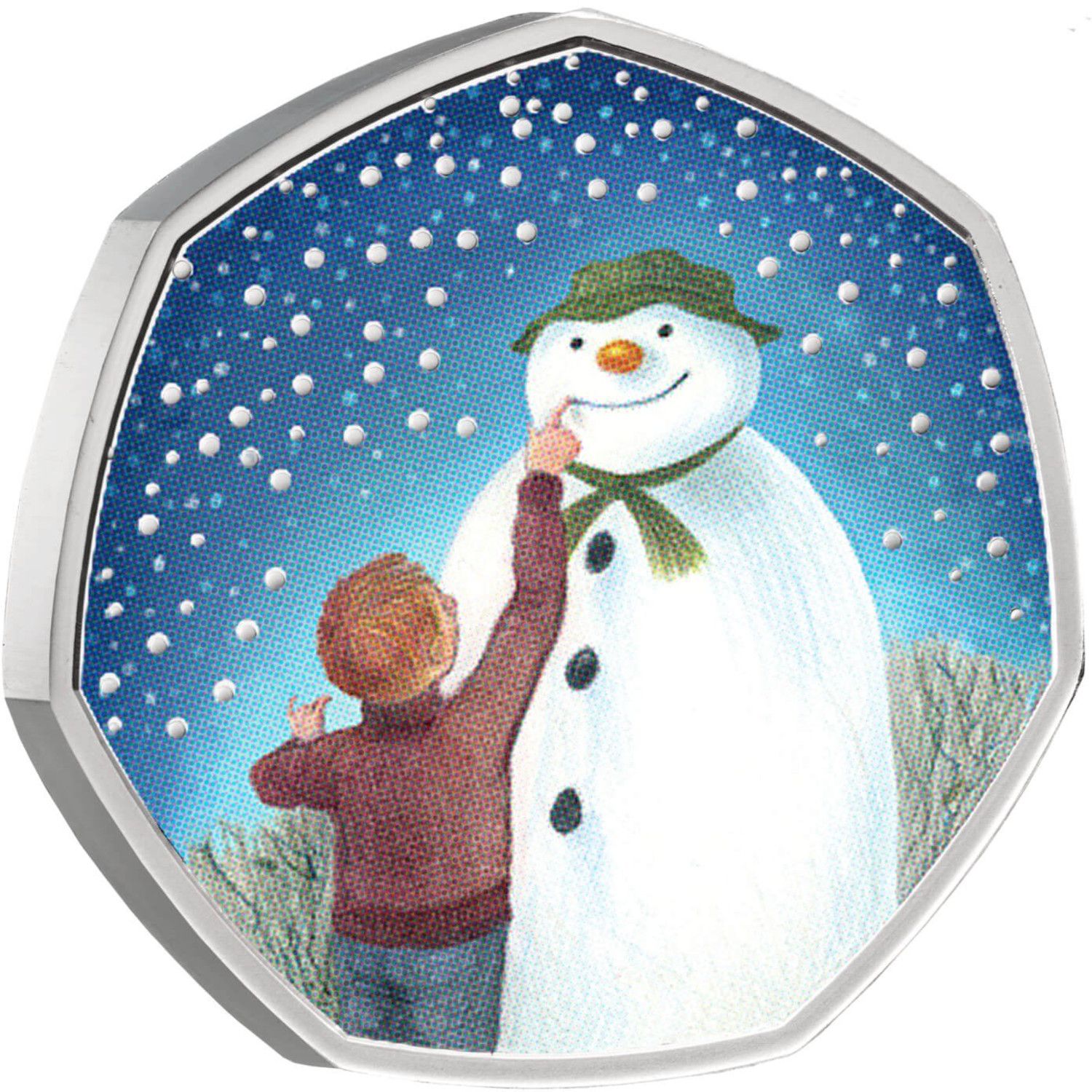 50 Pence - Elizabeth II The Snowman; Silver Proof reverse