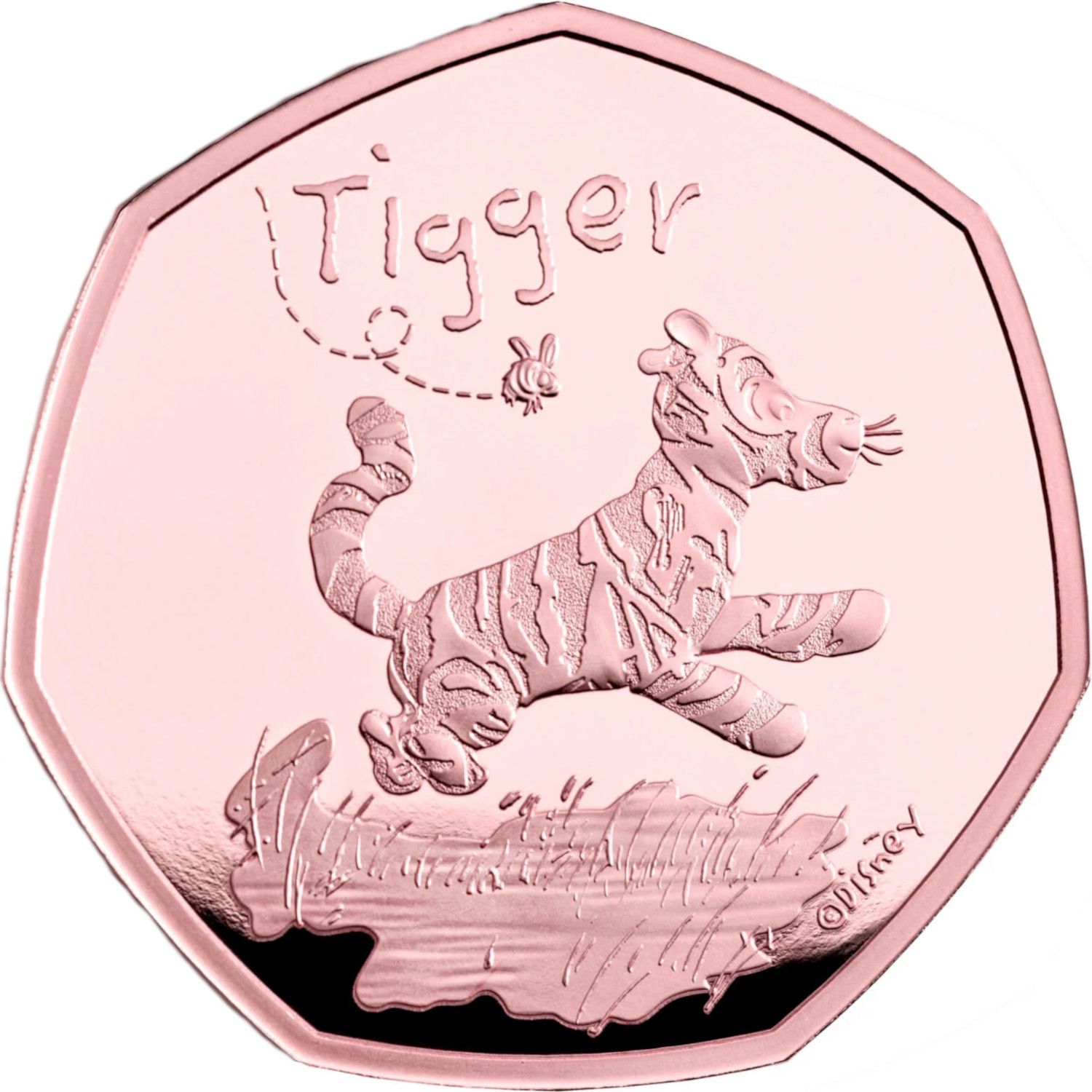 50 Pence - Elizabeth II Tigger; Gold Piedfort reverse