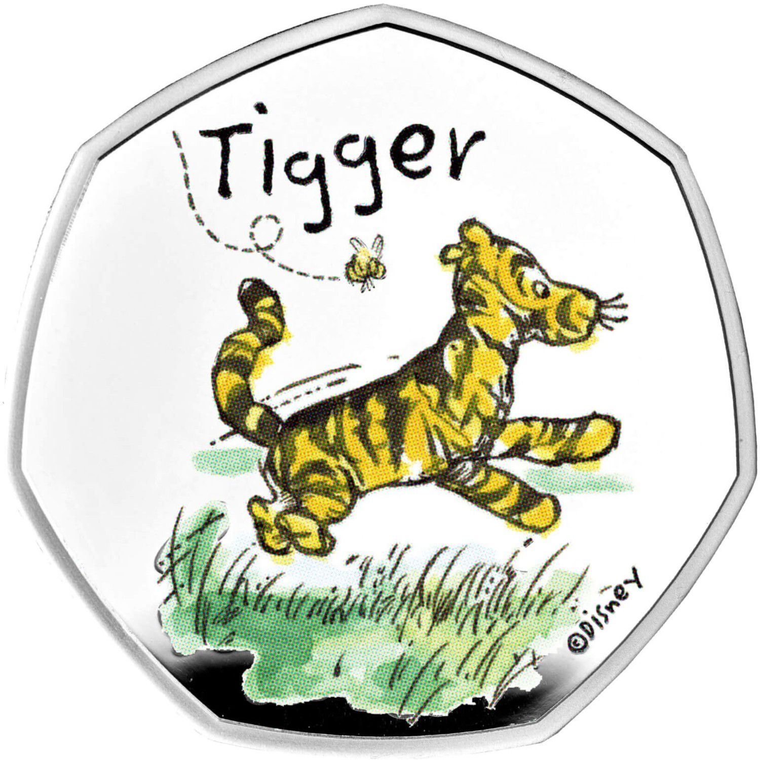 50 Pence - Elizabeth II Tigger; Silver Proof reverse