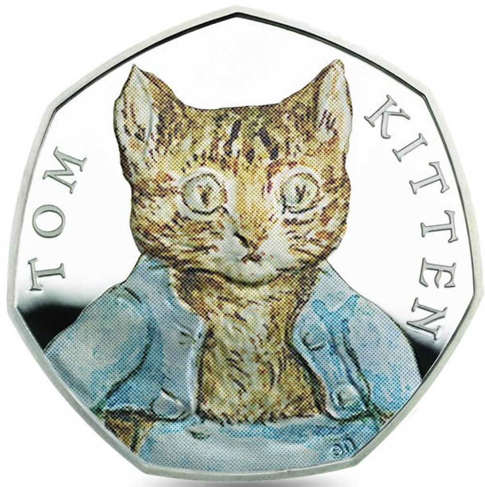 50 Pence - Elizabeth II Tom Kitten; Silver Proof reverse