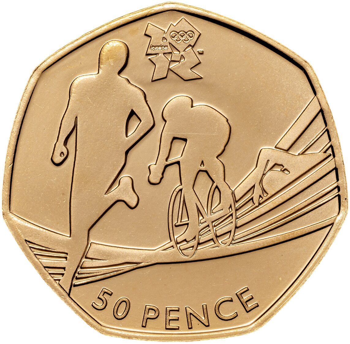 50 Pence - Elizabeth II Triathlon; Gold Proof reverse