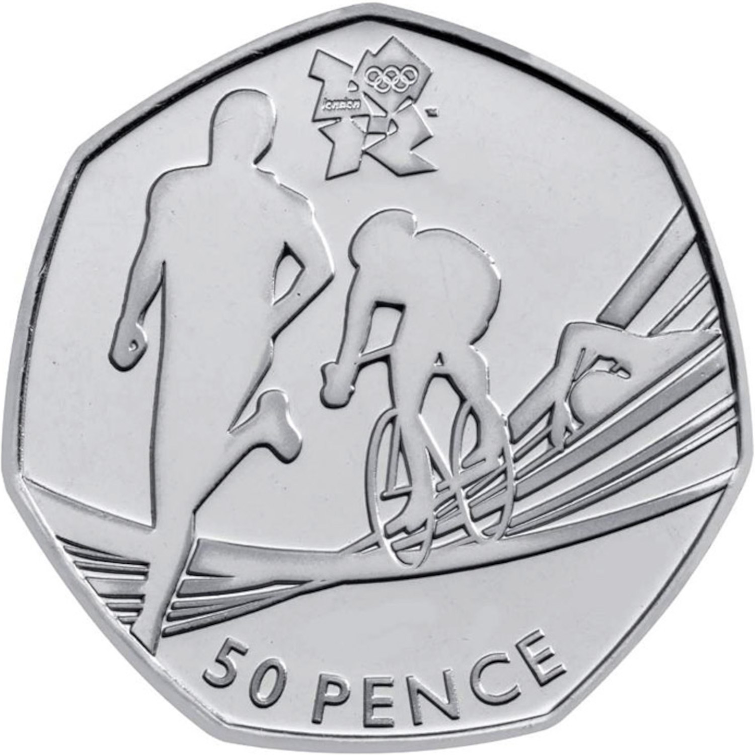 50 Pence - Elizabeth II Triathlon; Silver reverse