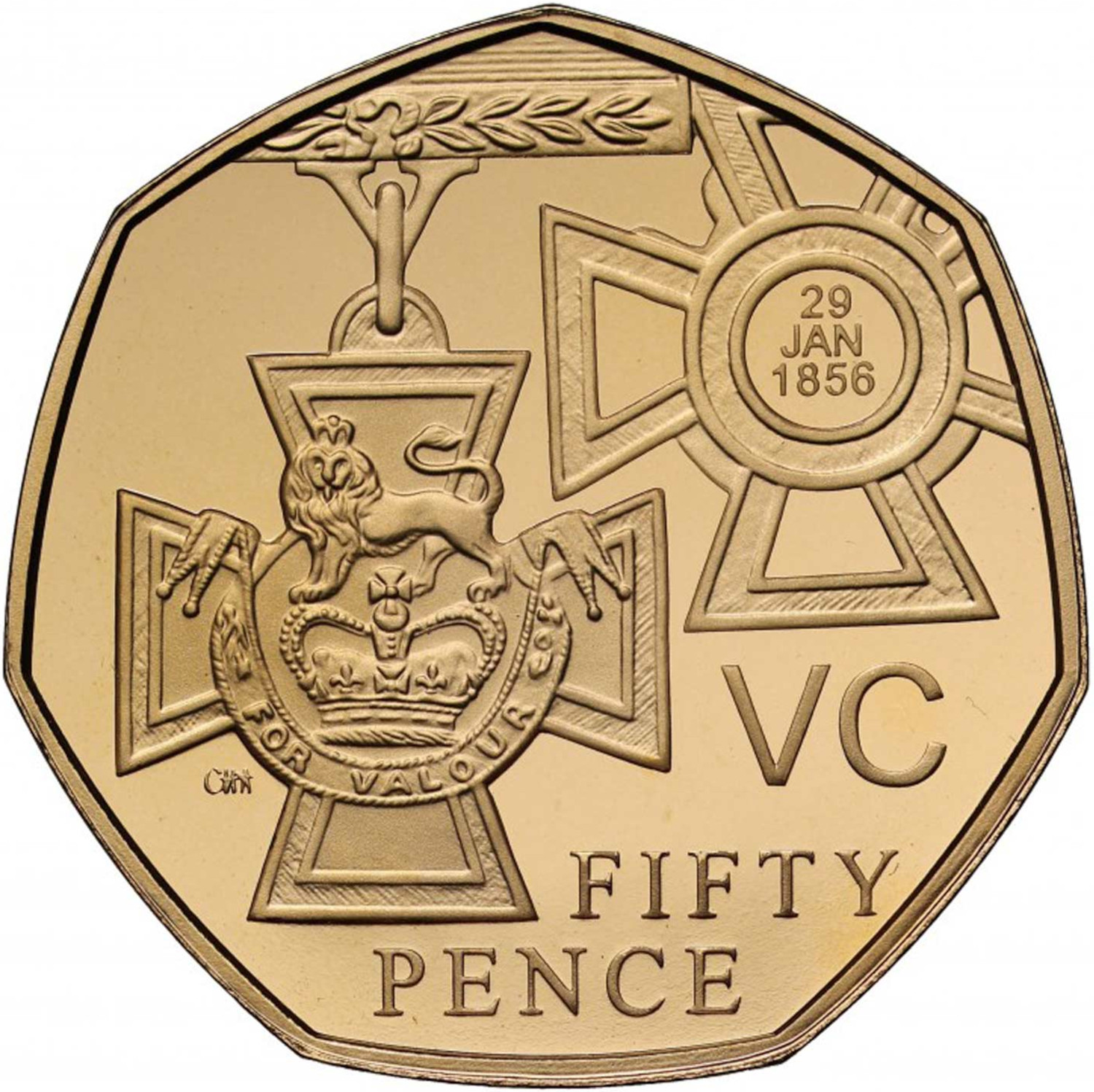 50 Pence - Elizabeth II Victoria Cross, medal; Gold Proof reverse