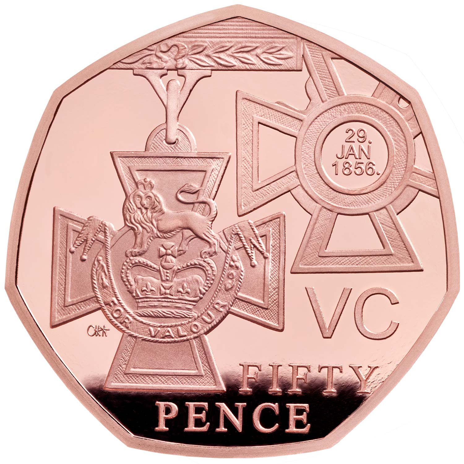 50 Pence - Elizabeth II Victoria Cross, medal; Gold Proof reverse