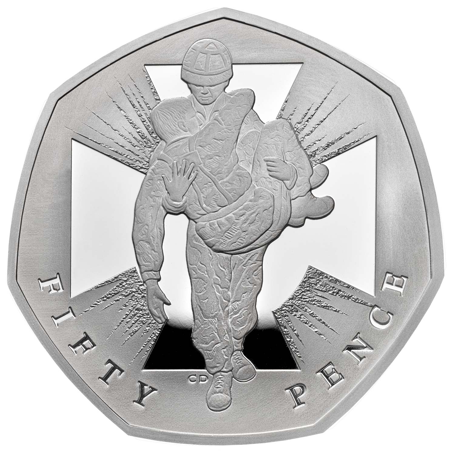 50 Pence - Elizabeth II Victoria Cross, soldier; Silver Proof reverse