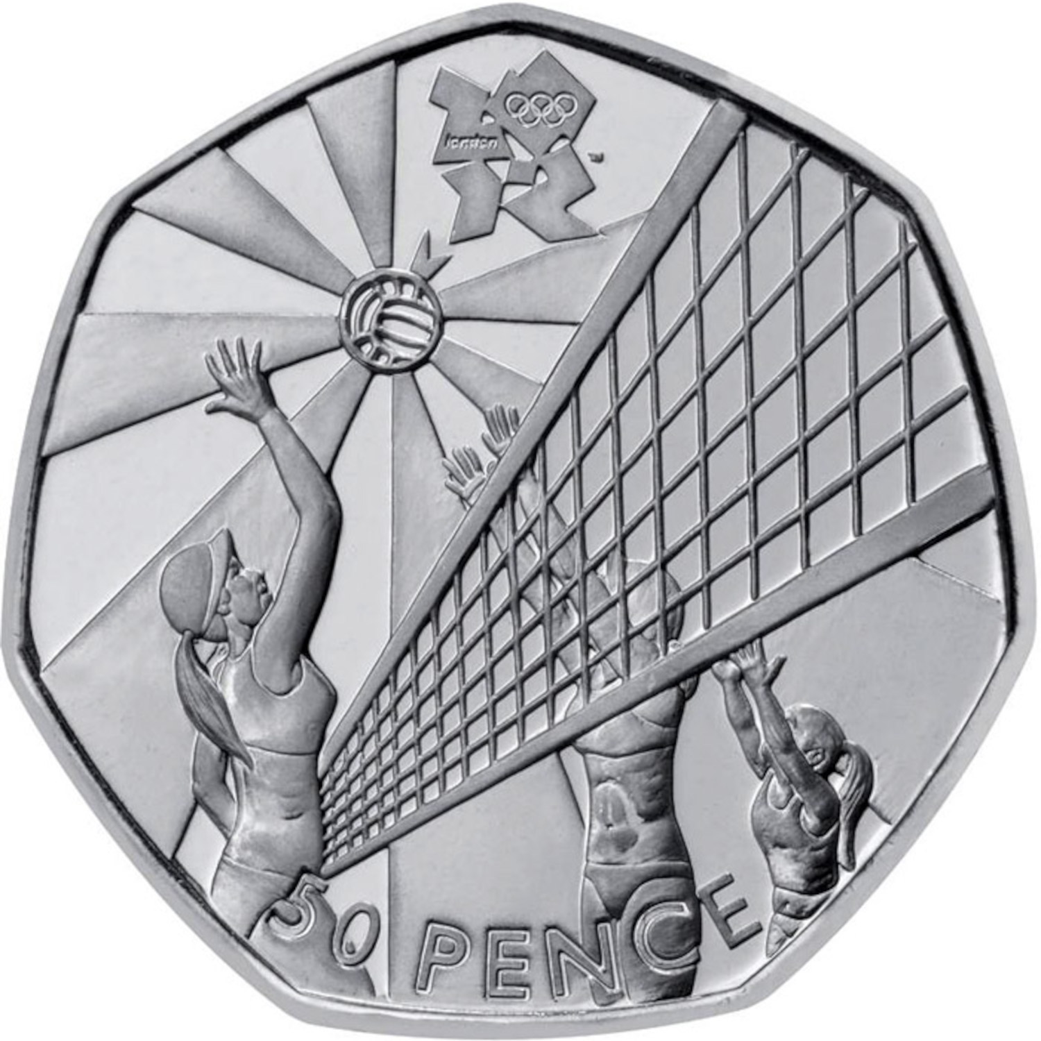 50 Pence - Elizabeth II Volleyball; Silver reverse