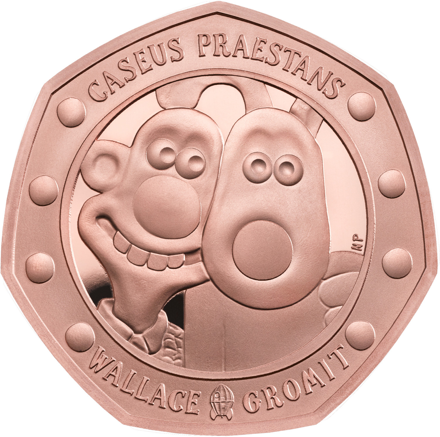 50 Pence - Elizabeth II Wallace and Gromit; Gold Proof reverse