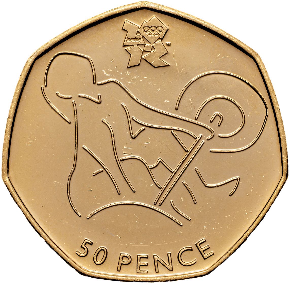 50 Pence - Elizabeth II Weightlifting; Gold Proof reverse