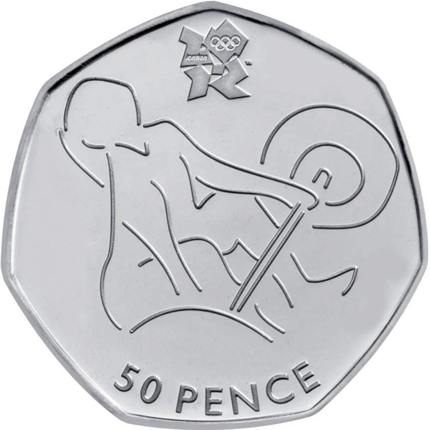 50 Pence - Elizabeth II Weightlifting; Silver reverse