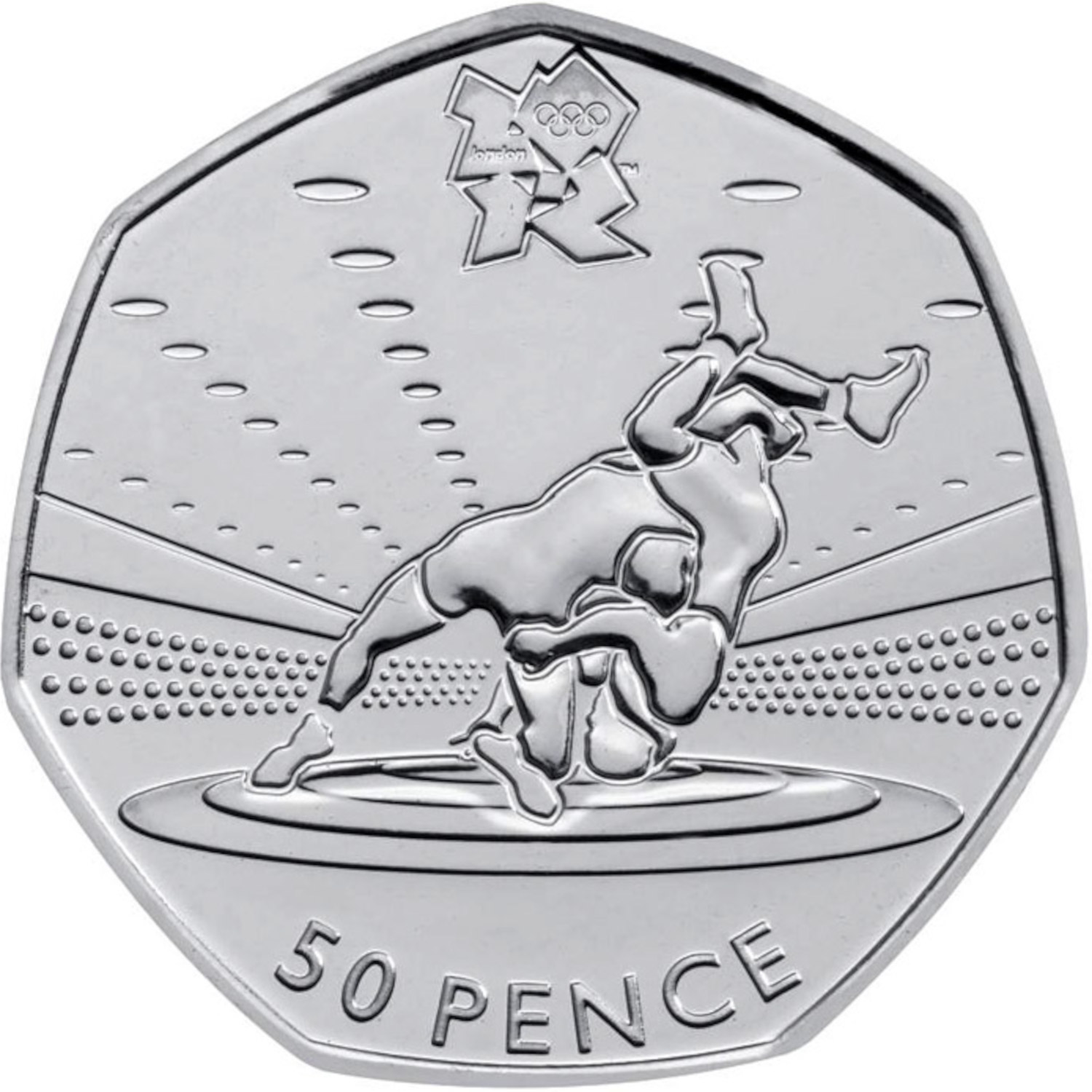 50 Pence - Elizabeth II Wrestling; Silver reverse