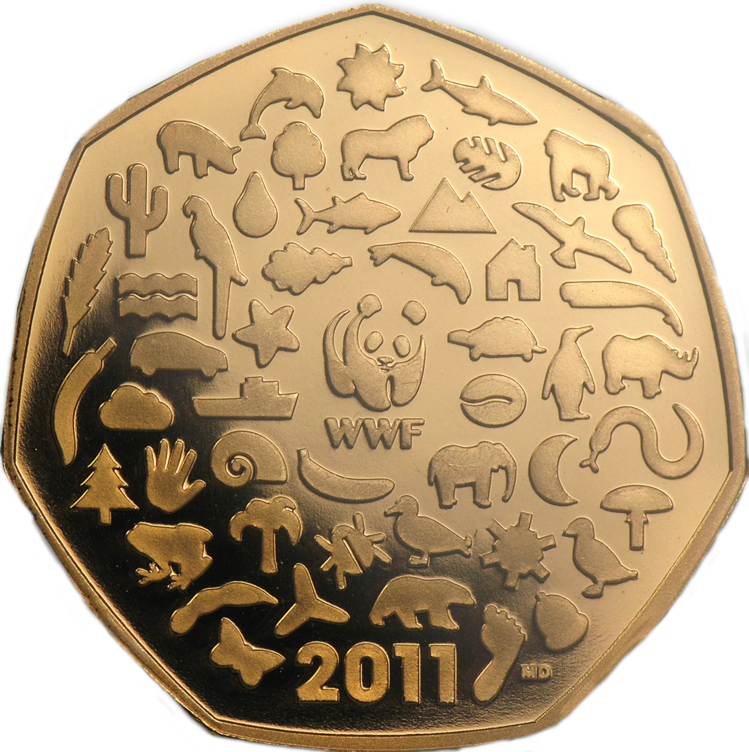 50 Pence - Elizabeth II WWF; Gold Proof reverse