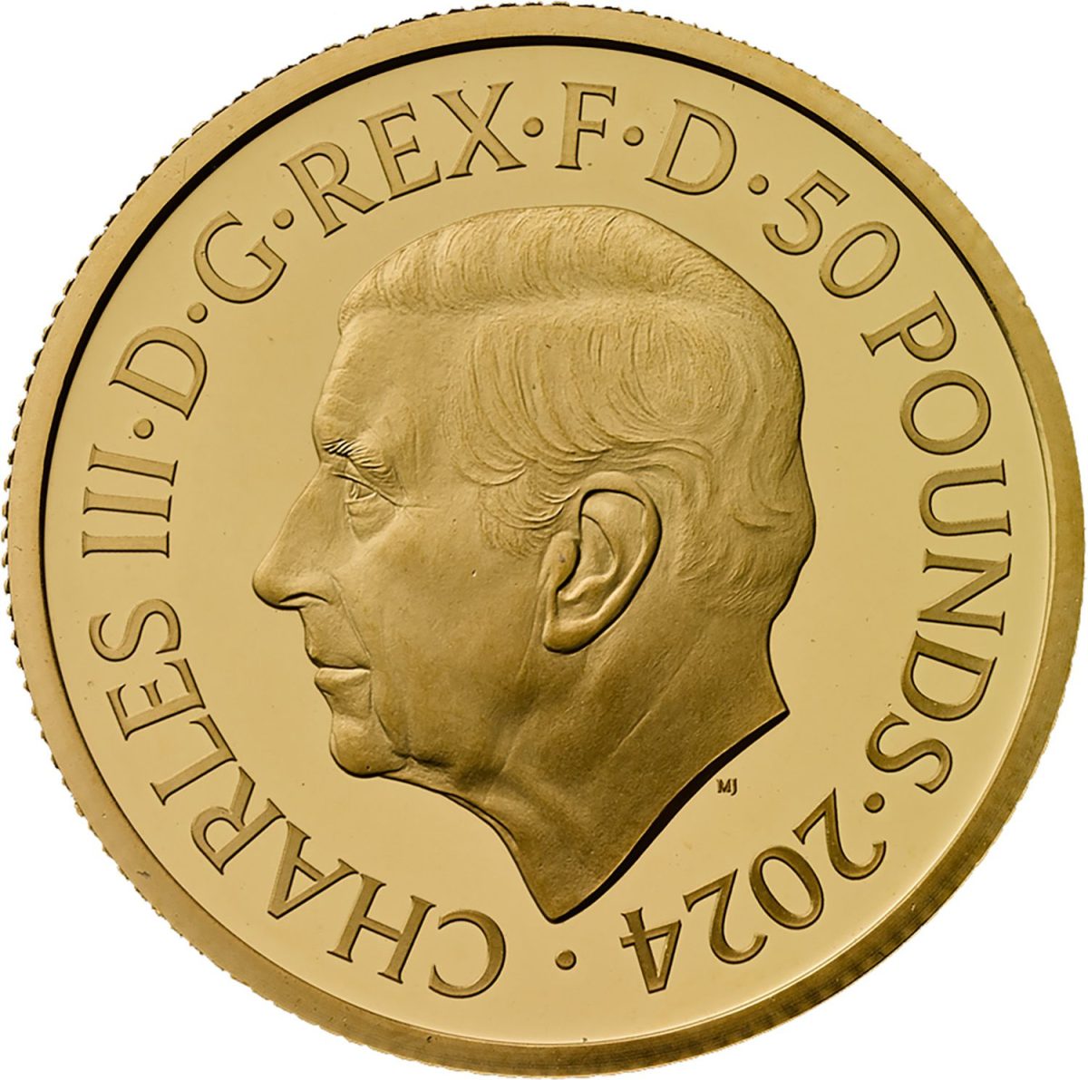 50 Pounds - Charles III The Lion and The Eagle; Gold Proof obverse