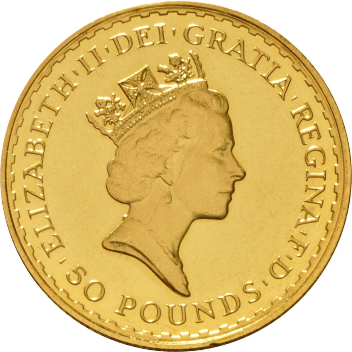 50 Pounds - Elizabeth II 3rd portrait; 1/2 oz Fine Gold obverse