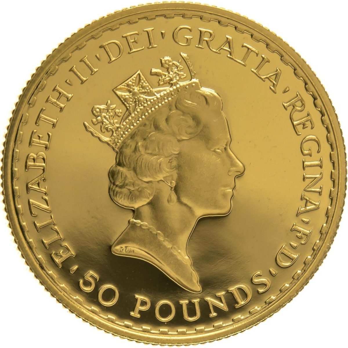50 Pounds - Elizabeth II 3rd portrait; 1/2 oz Fine Gold obverse
