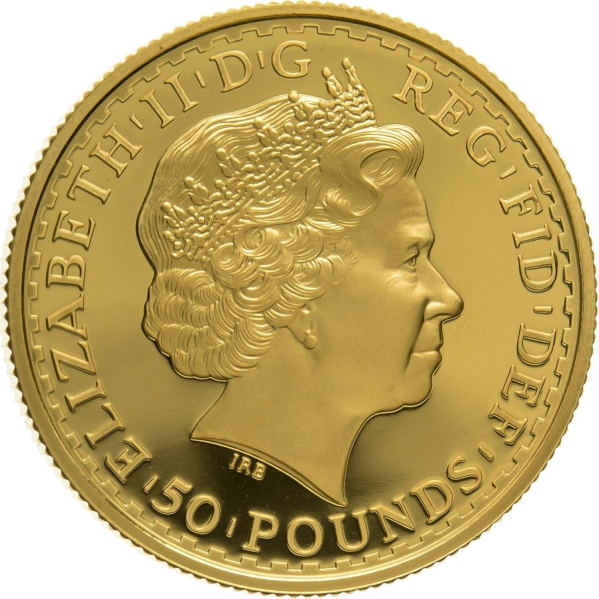 50 Pounds - Elizabeth II 4th portrait; 1/2 oz Fine Gold obverse