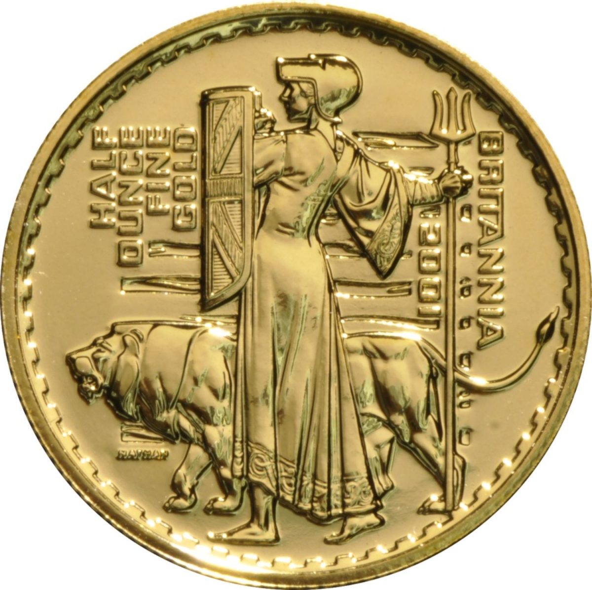 50 Pounds - Elizabeth II 4th portrait; 1/2 oz Fine Gold
