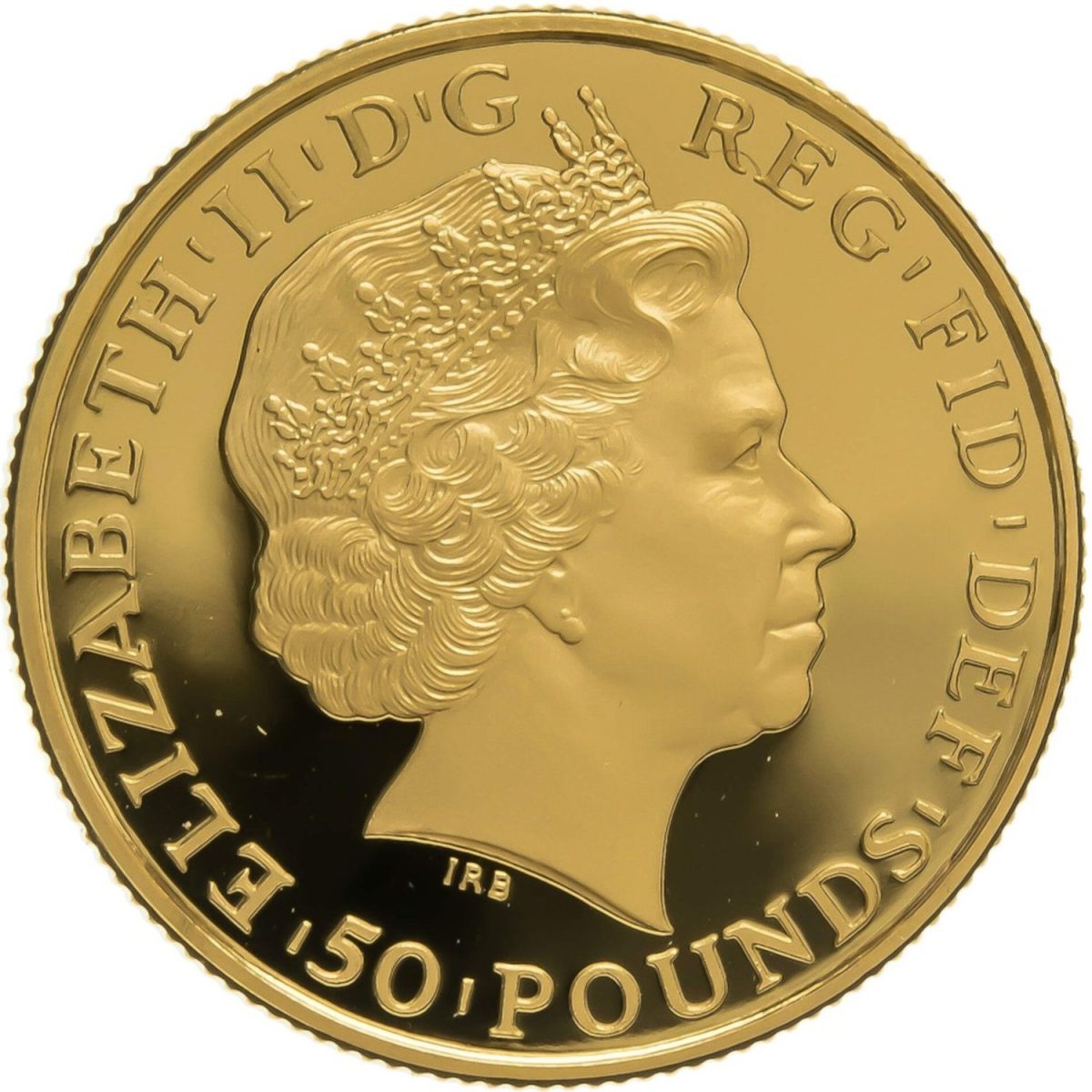50 Pounds - Elizabeth II 4th portrait; 1/2 oz Fine Gold obverse