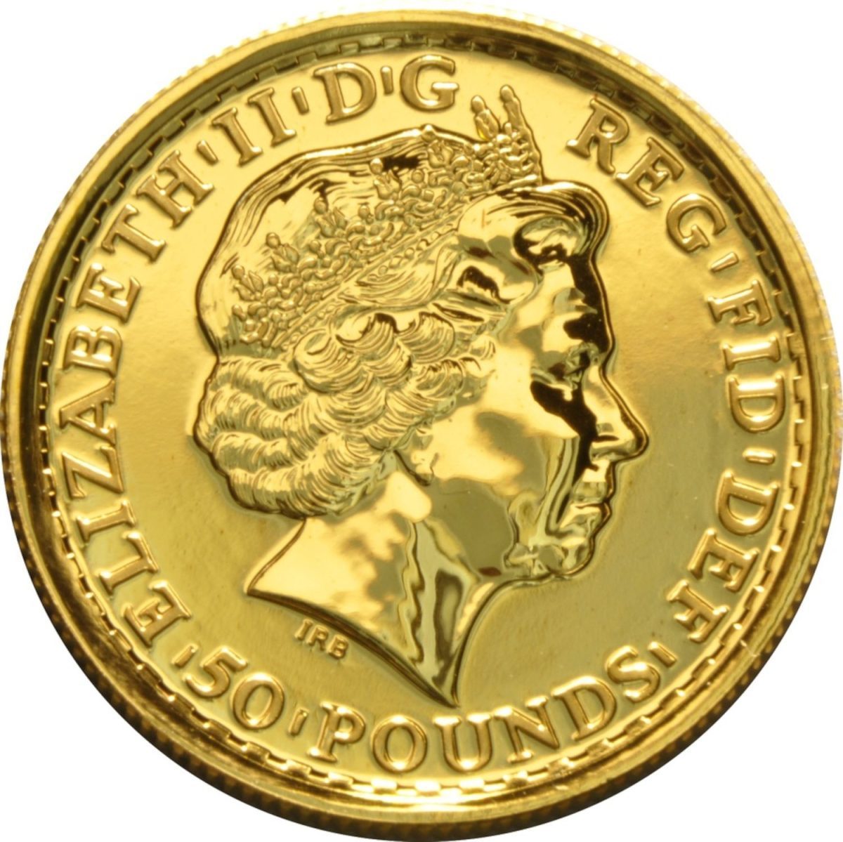50 Pounds - Elizabeth II 4th portrait; 1/2 oz Fine Gold obverse