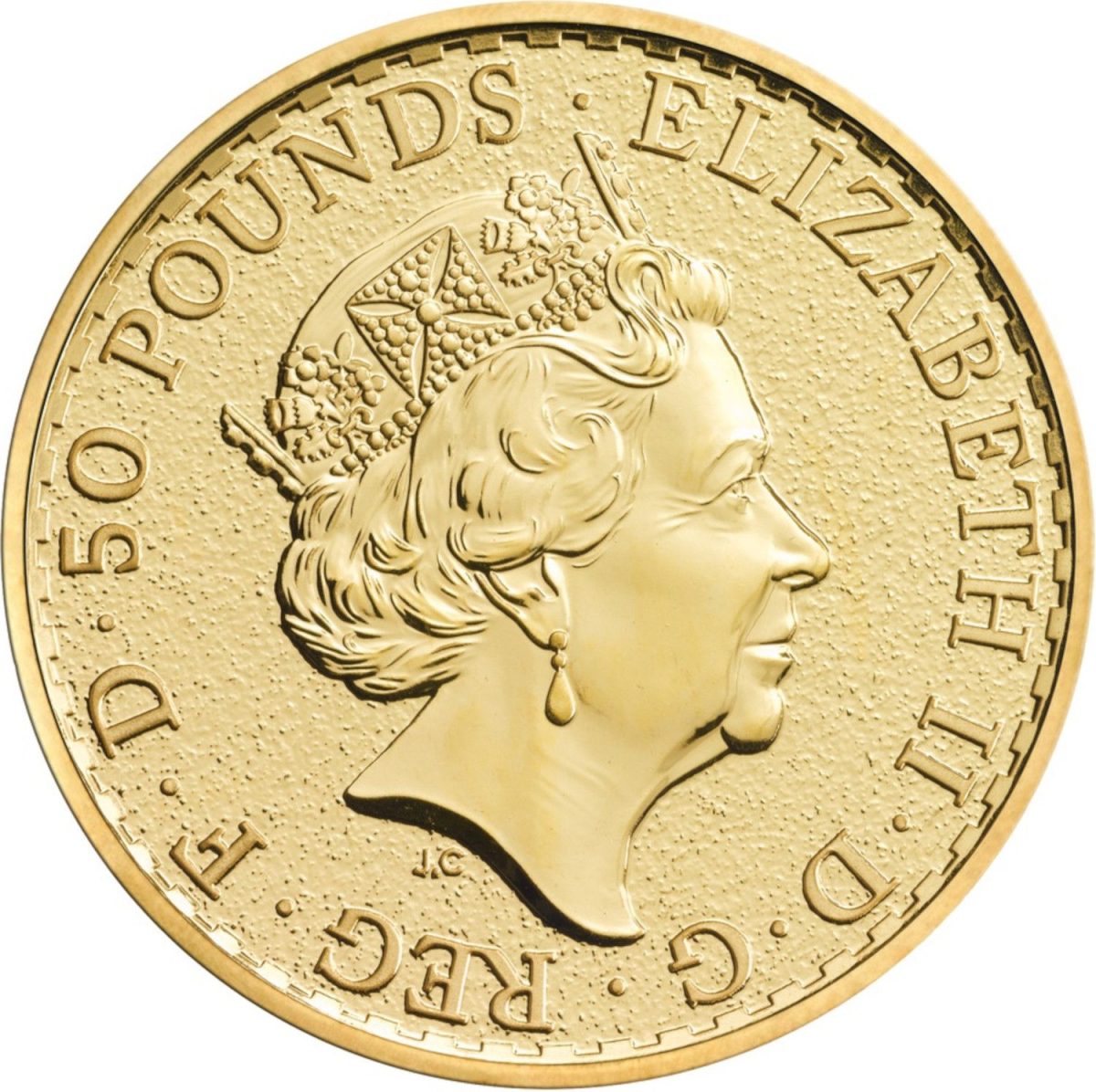50 Pounds - Elizabeth II 5th portrait; 1/2 oz Fine Gold obverse