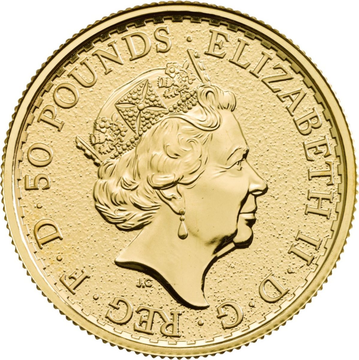 50 Pounds - Elizabeth II 5th portrait; 1/2 oz Fine Gold obverse
