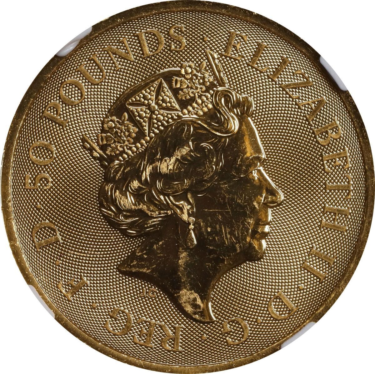 50 Pounds - Elizabeth II Gold Standard; 1/2 oz Fine Gold obverse