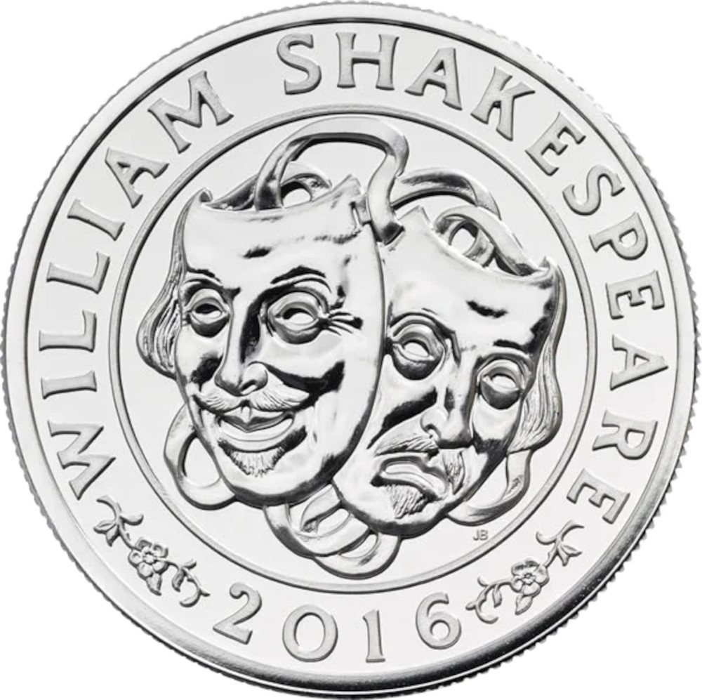 50 Pounds - Elizabeth II William Shakespeare, Fine Silver reverse