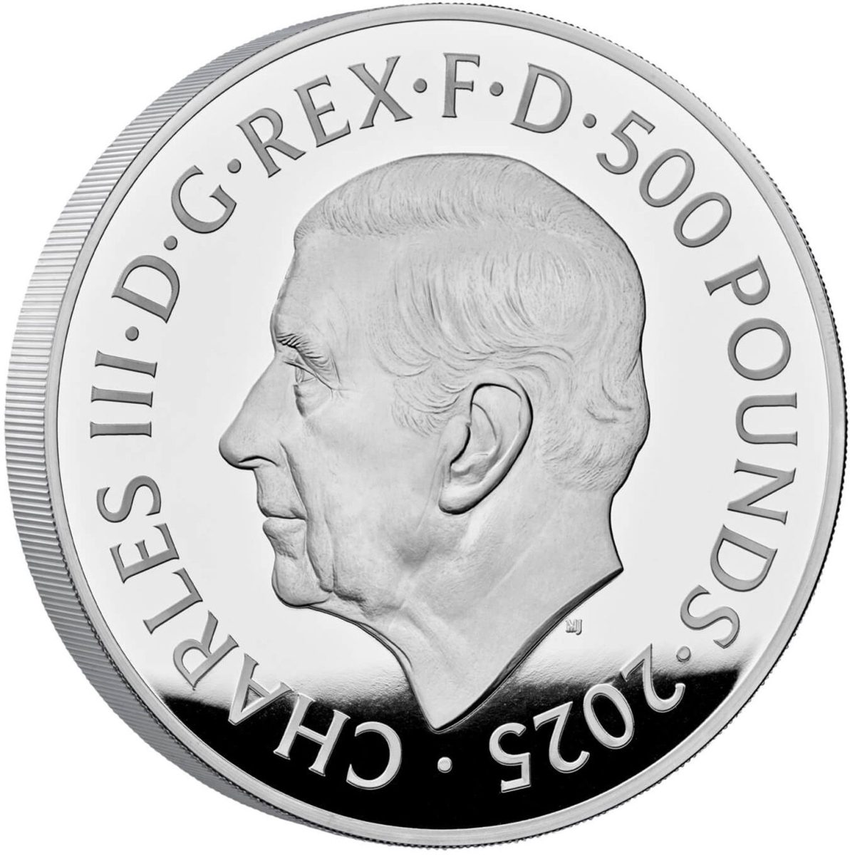 500 Pounds - Charles III John Lennon; Silver Proof obverse