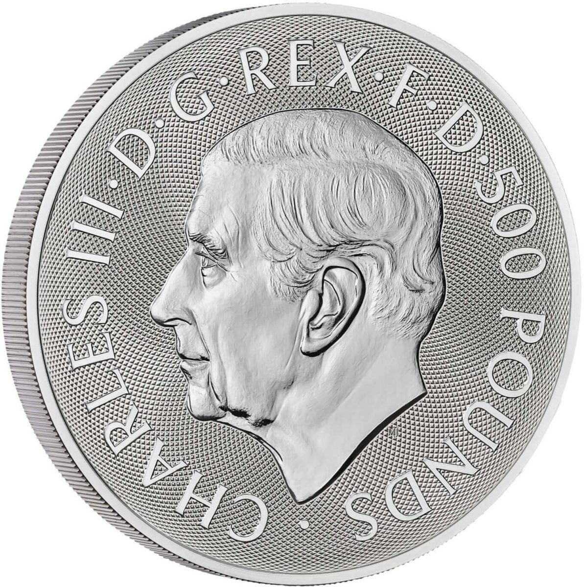 500 Pounds - Charles III St George & The Dragon; 1 Kilo Fine Silver obverse