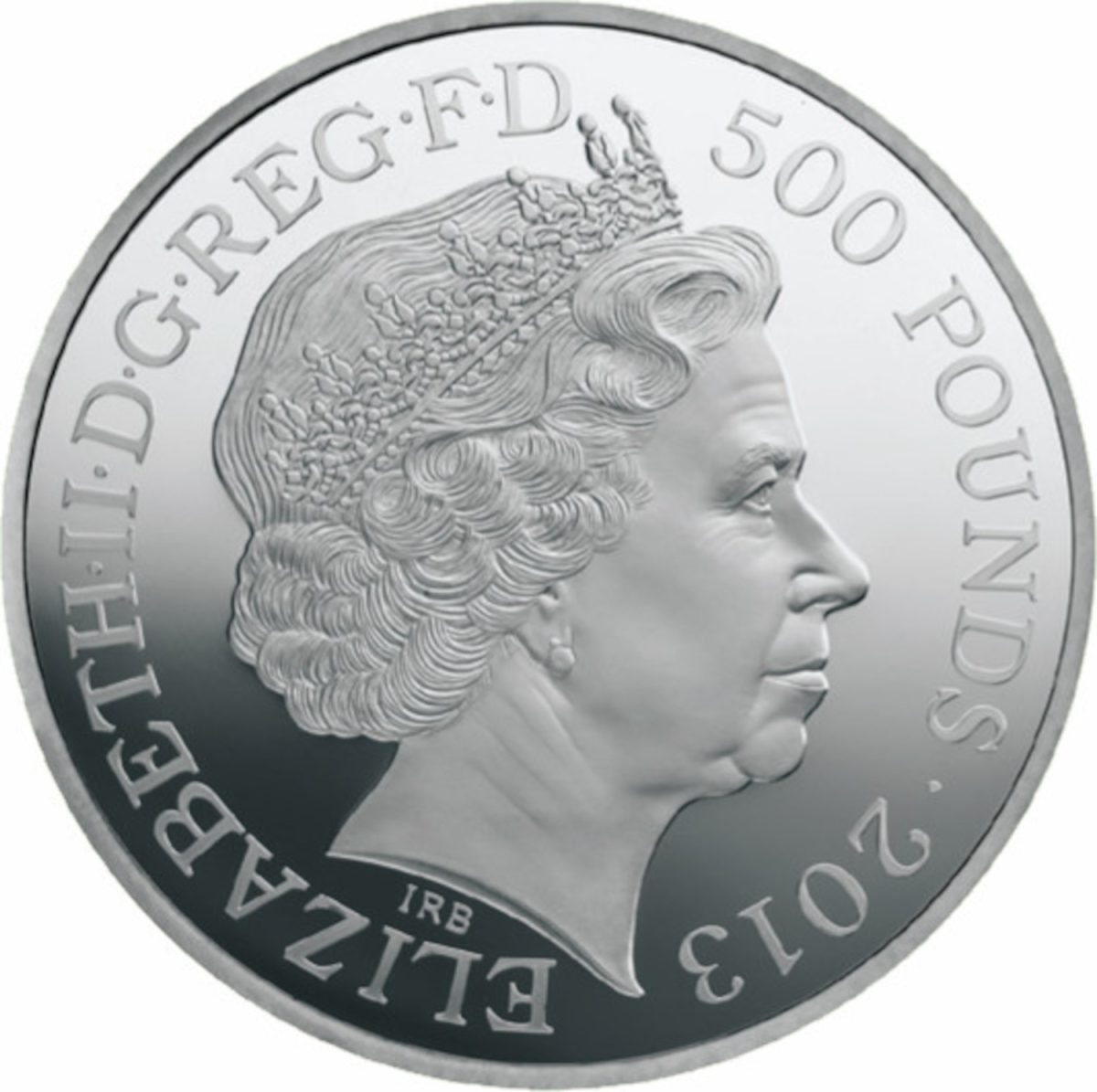 500 Pounds - Elizabeth II 60th Coronation Jubilee; Silver Proof obverse