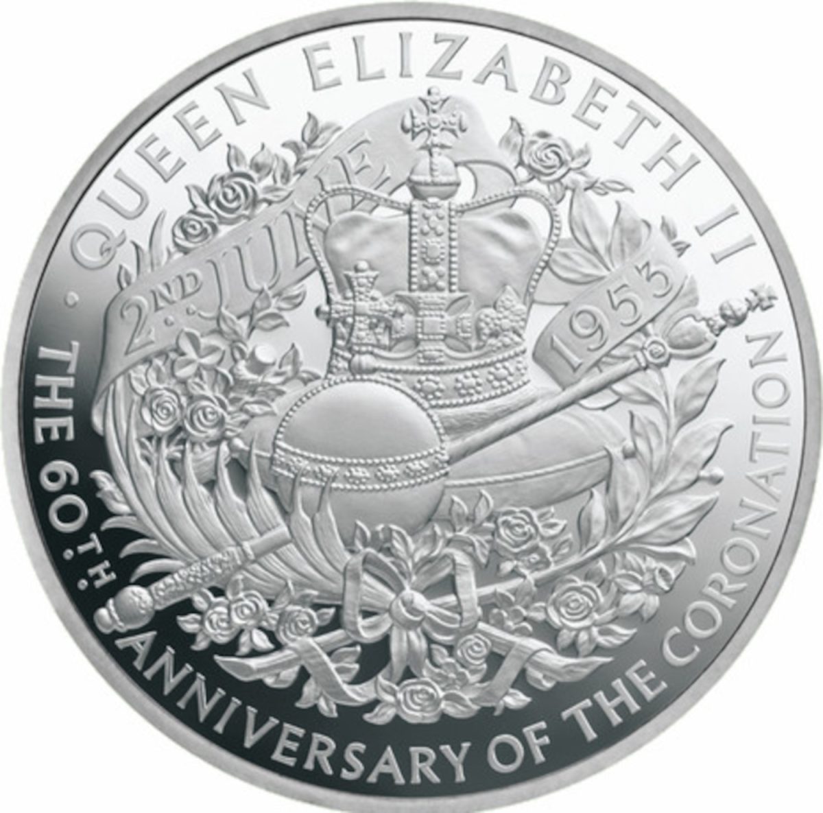 500 Pounds - Elizabeth II 60th Coronation Jubilee; Silver Proof