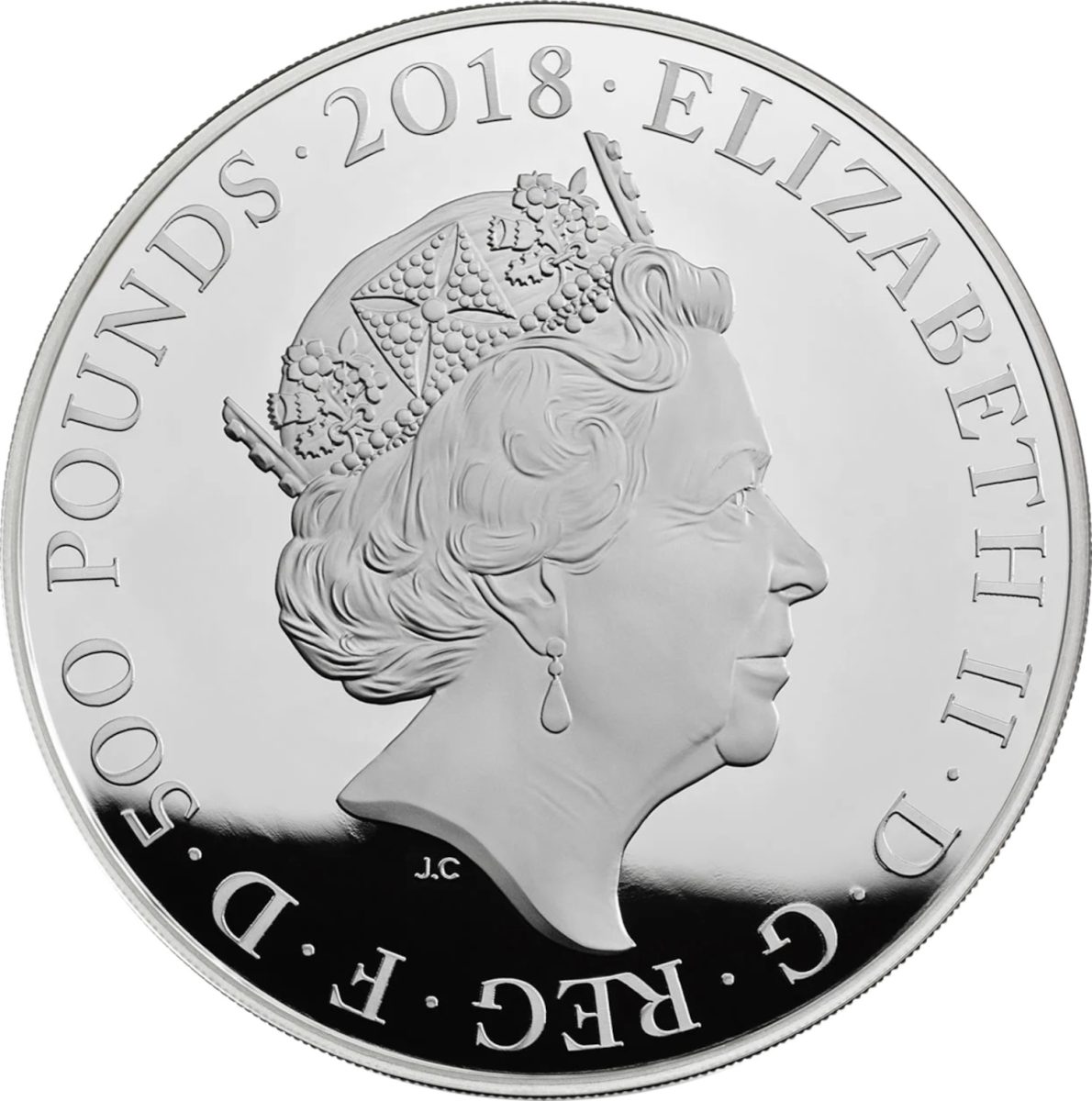 500 Pounds - Elizabeth II Armistice; Silver Proof obverse